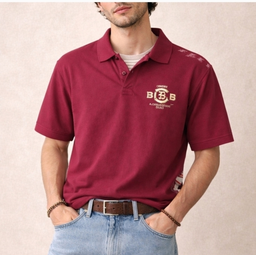 Nike Red Vintage Polo Shirt Short Sleeves Preppy Retro Classic Collage